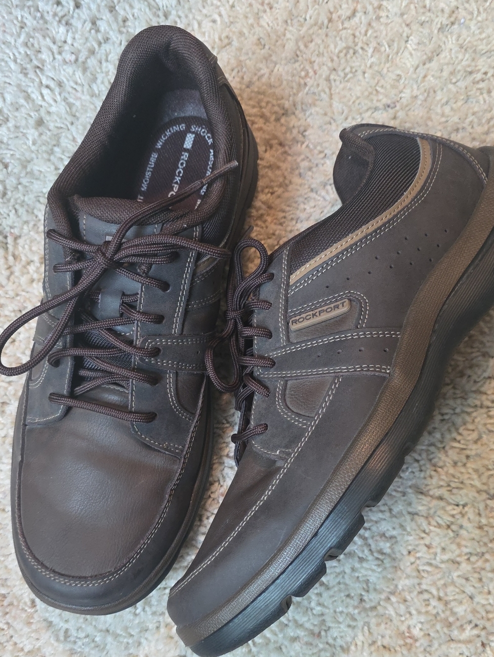 Rockport Men's Dark Brown Leather Lace-Up Casual Sneakers Size 9.5